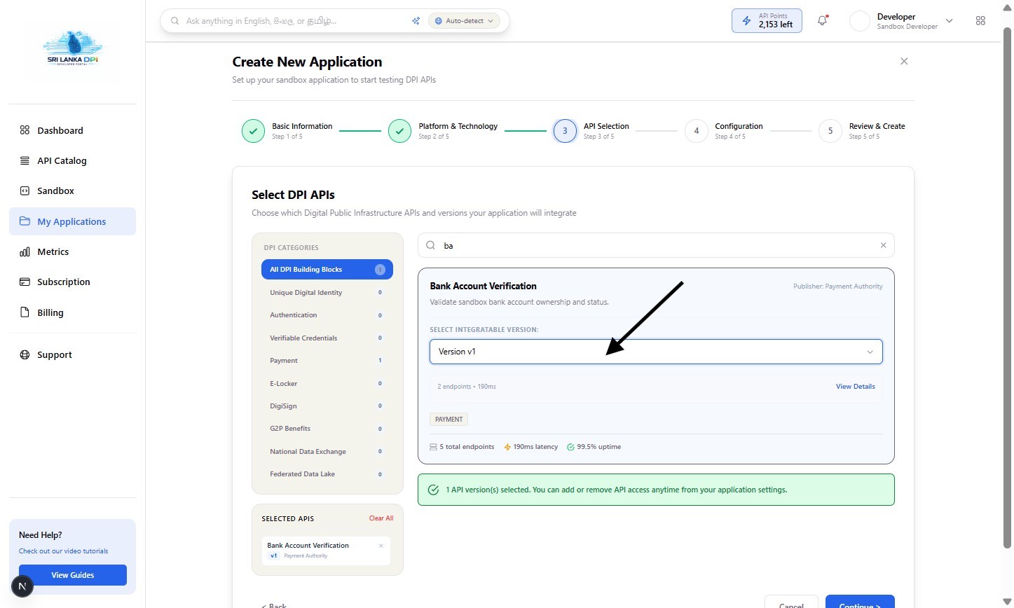 Select API Version